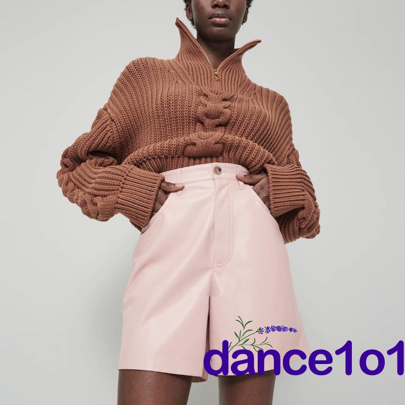 Áo Sweater Cổ Lọ Tay Dài Dáng Rộng Màu Sắc Trơn Thời Trang Cho Nữ