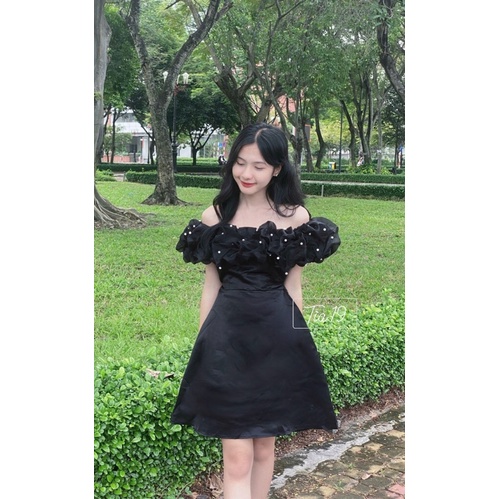 Váy trễ vai đính ngọc princess Tia19. Váy đính ngọc trễ vai.