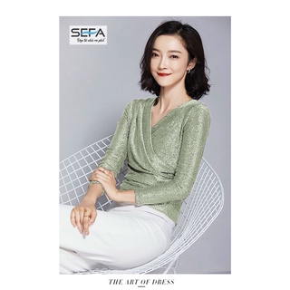 Áo thun Sefa cổ tim kim sa cao cấp-SPA01