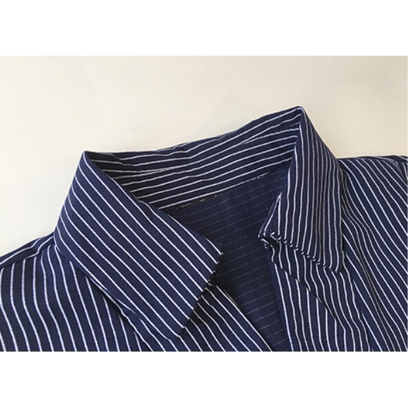 Áo Sơ Mi Nữ Tay Lửng Cổ Chữ V Họa Tiết Sọc Dọc Thời Trang