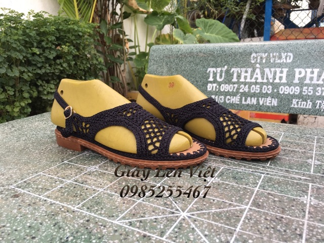 Giày móc len mẫu sandal quai hậu