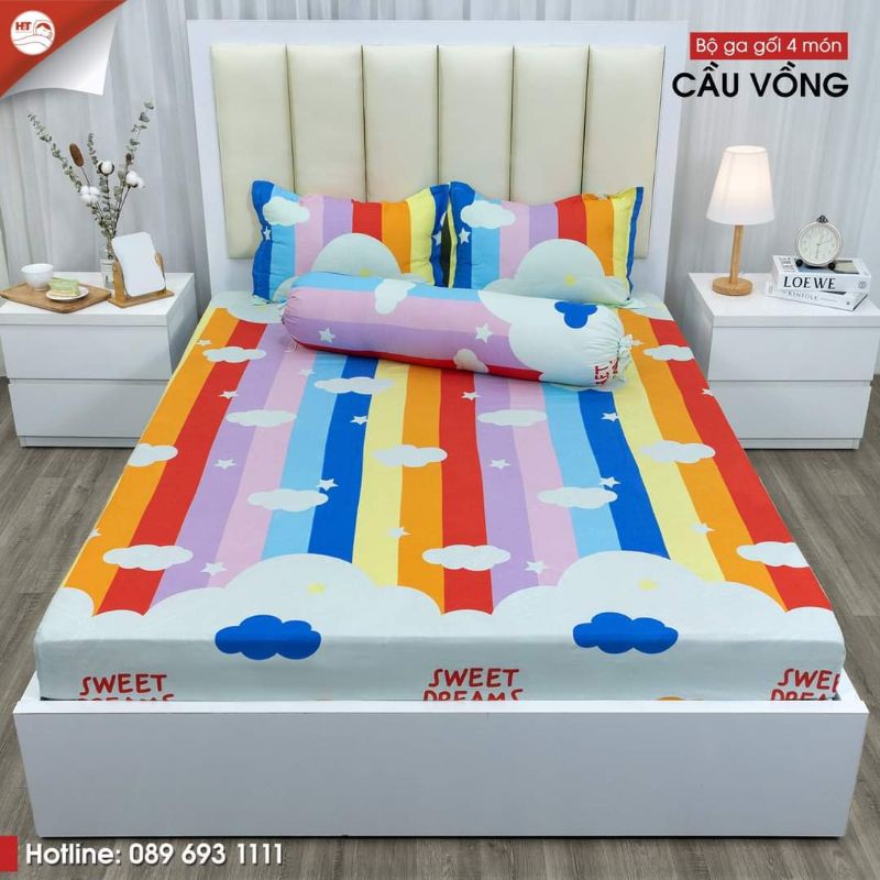 Bộ ga gối bò sữa ngộ nghĩnh cottong poly đủ kích thước m6 m8 2m mới nhất