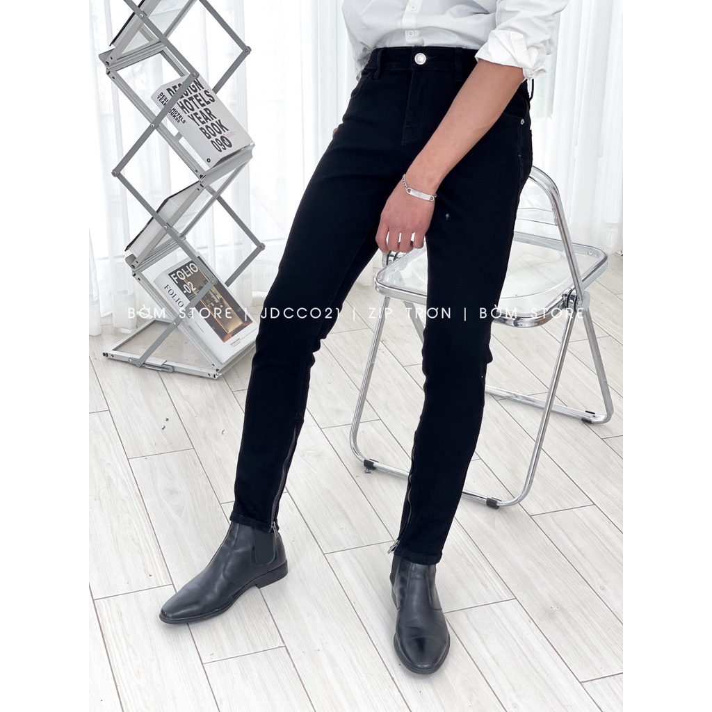 Beacon Denim - Quần jean nam cao cấp zip đen trơn mã 021