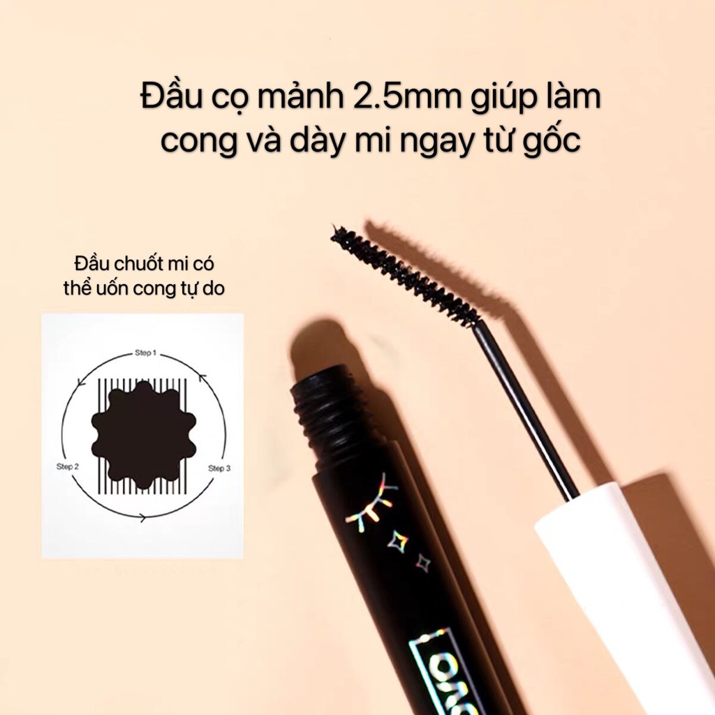 Chuốt mi NOVO nhiều màu làm cong mi dày mi chống lem tự nhiên 3D Long And Curly Thin Pipe Mascara NOVO42