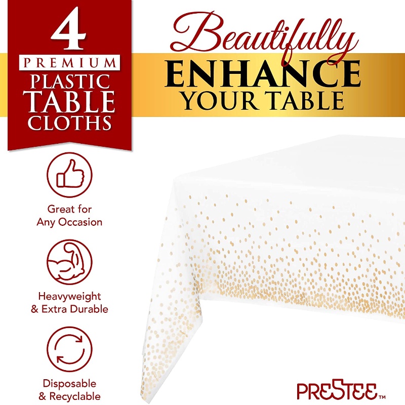 Khăn Trải Bàn Dùng Một Lần Họa Tiết Chấm Bi Màu Vàng Đồng 137*274