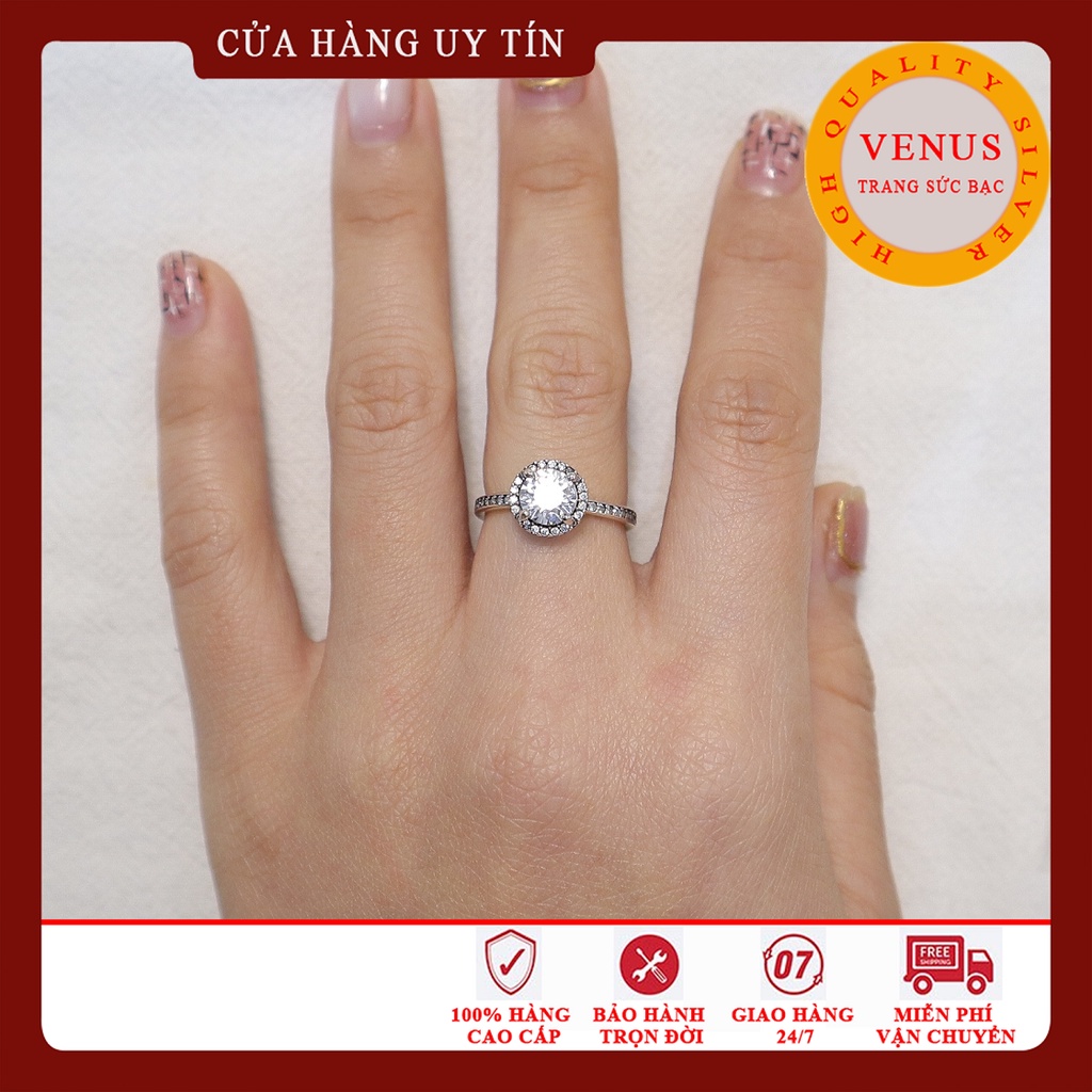 Nhẫn bạc 925 cho nữ mặt đá tròn- Mã sản phẩm VENUSN1