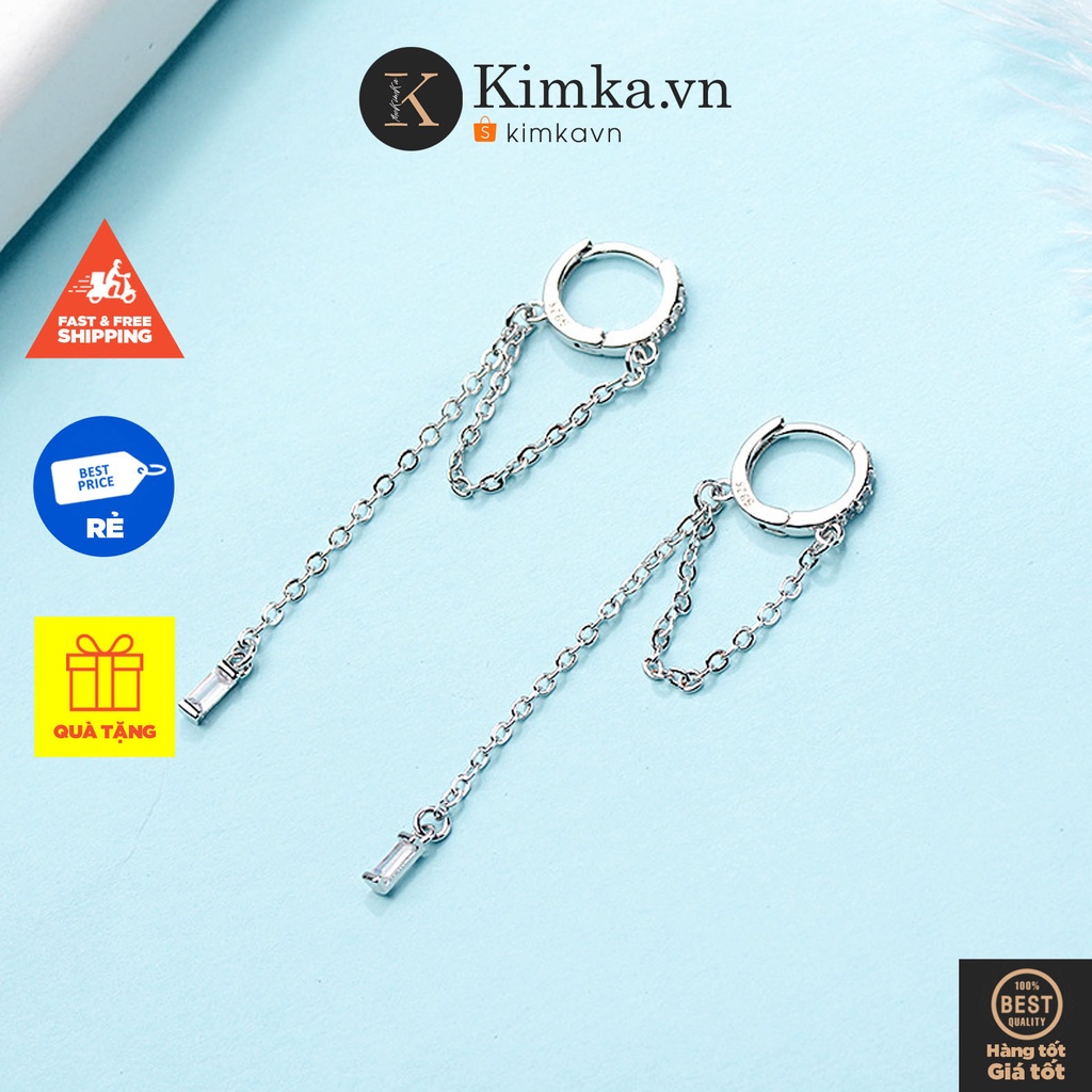 (0168) Khuyên Tai Đính Dây Dài Gắn Đá Sáng Tạo Cá Tính (1 chiếc)