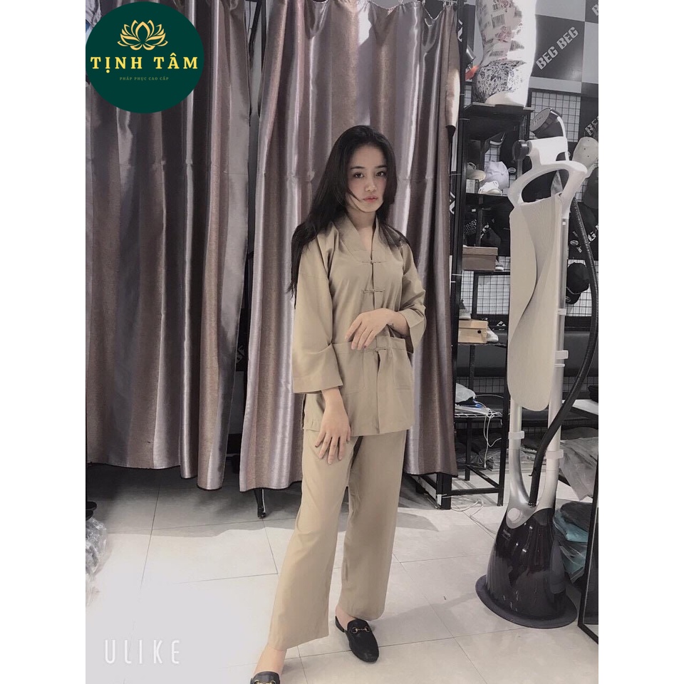 Bộ Đi Chùa Nữ Bộ La Hán Vải Dày Dặn Mềm Mịn Thấm Mồ Hôi Cực Tốt Mặc Rất Mát Và Thoải Mái