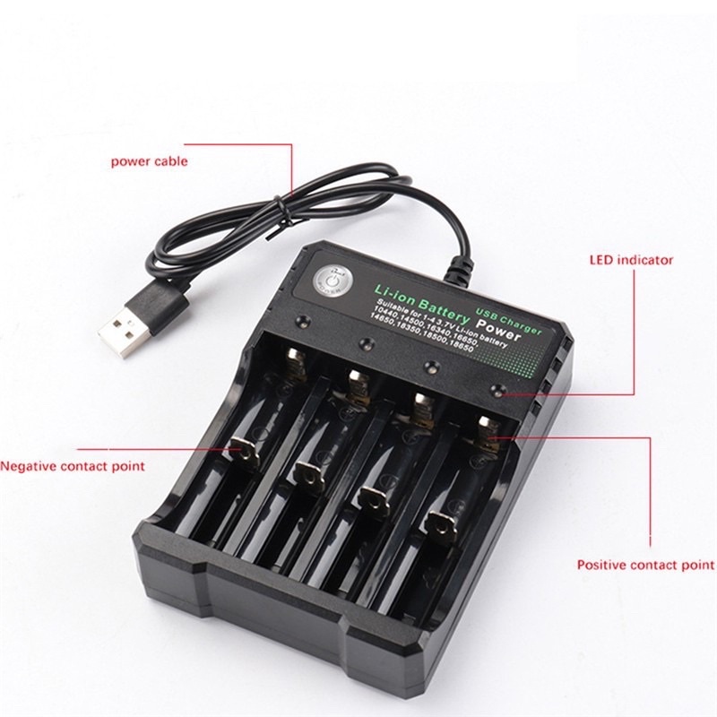 Bộ sạc 4 pin li-on 18650-14500--16380-26650
