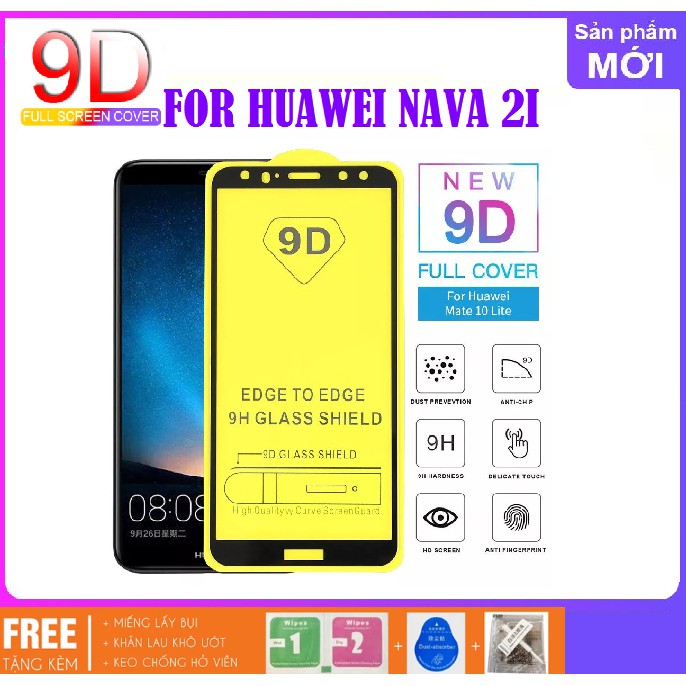 Huawei Nova 2i_Kính Cường Lực nova 2i 9D Full Keo Toàn Màn Hình, Không Hạt Li Ty