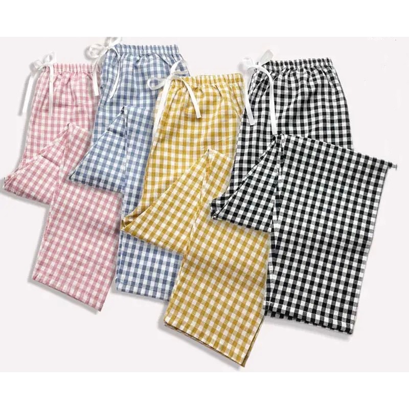 [CÓ SẴN] Quần ngủ pijama kẻ caro quần dài ngủ Hàn Quốc ullzang