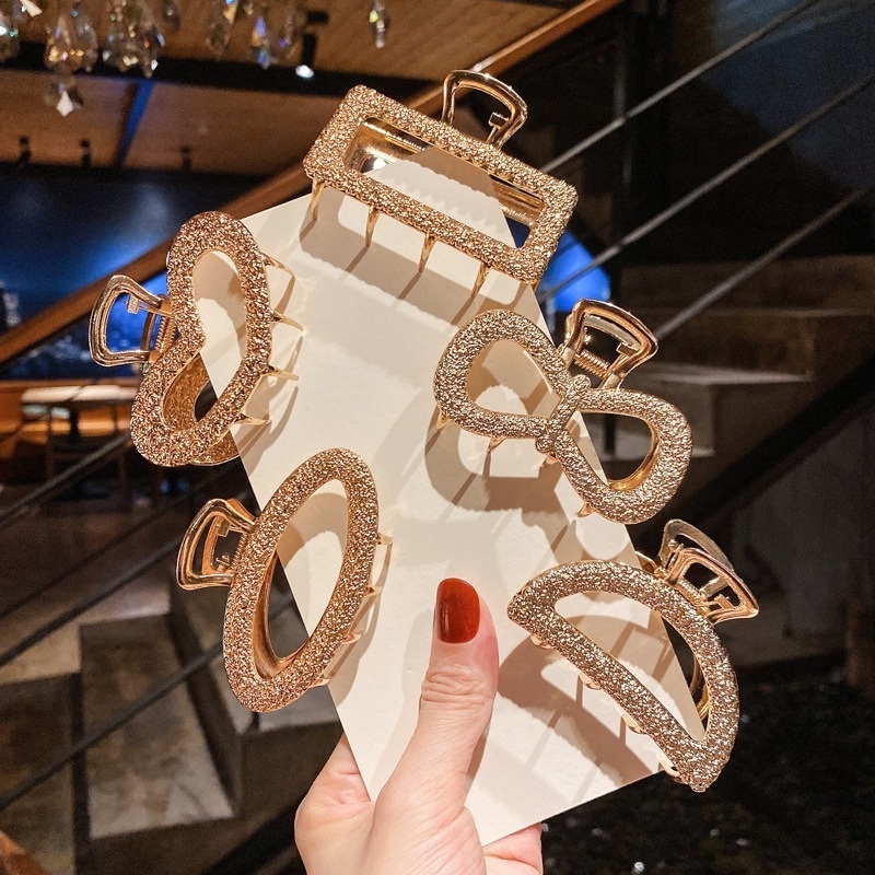 Ins Kẹp Tóc Thắt Nút Đính Đá Kim Loại Cổ Điển Thanh Lịch Cá Tính Cho Nữ