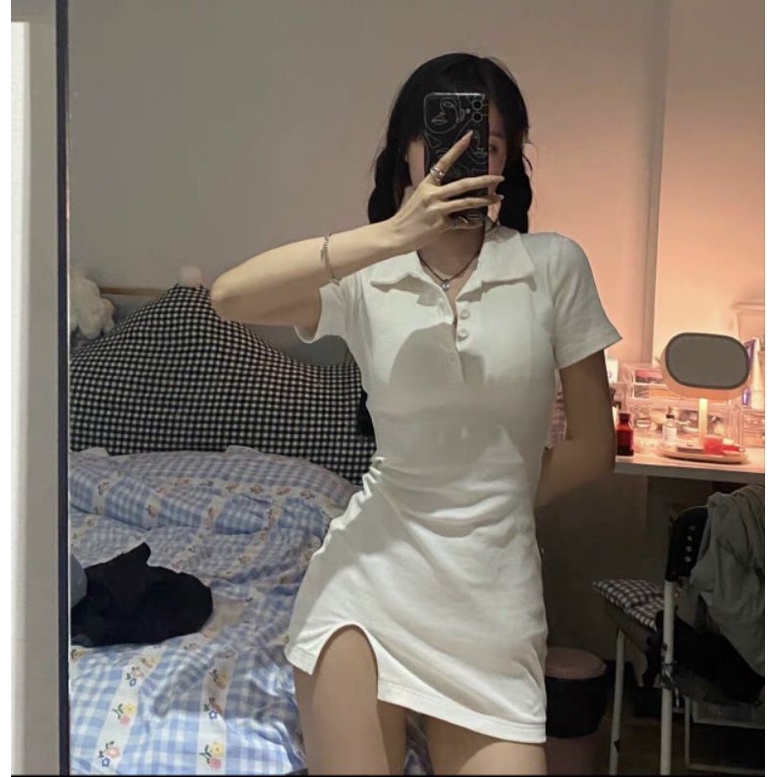 Váy Polo Trơn Nữ Sẻ Đùi 3 Màu Form 40-55kg