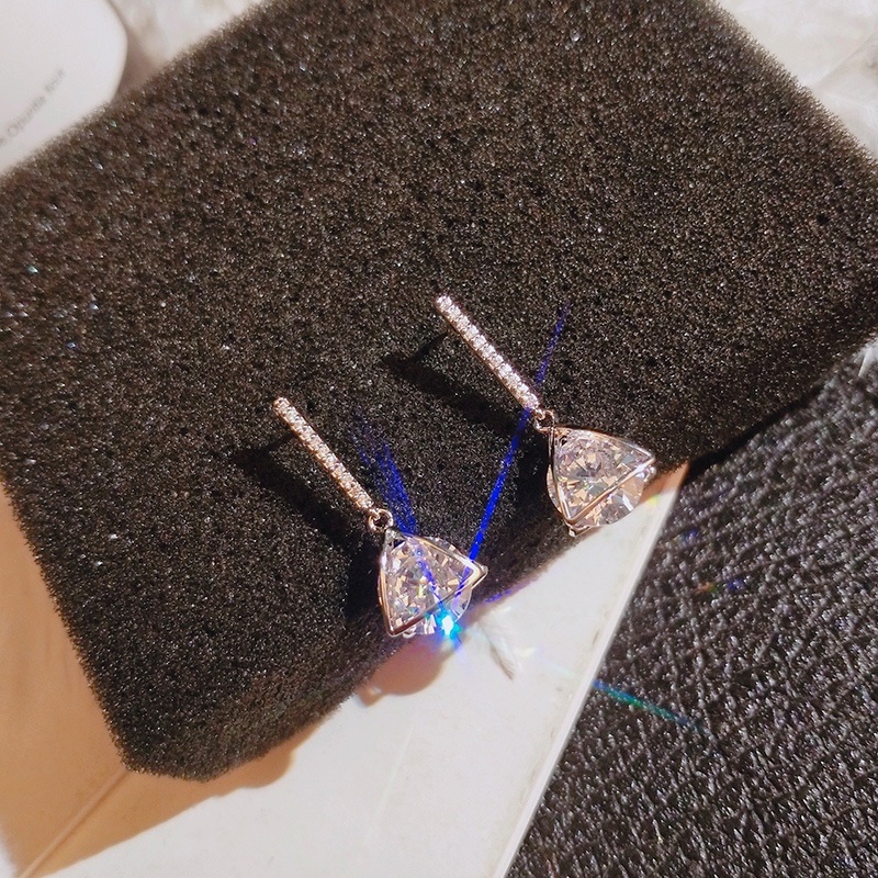 Khuyên tai JIUDUOLAN hình tam giác đính đá zircon thanh lịch sáng bóng tinh tế không gây dị ứng