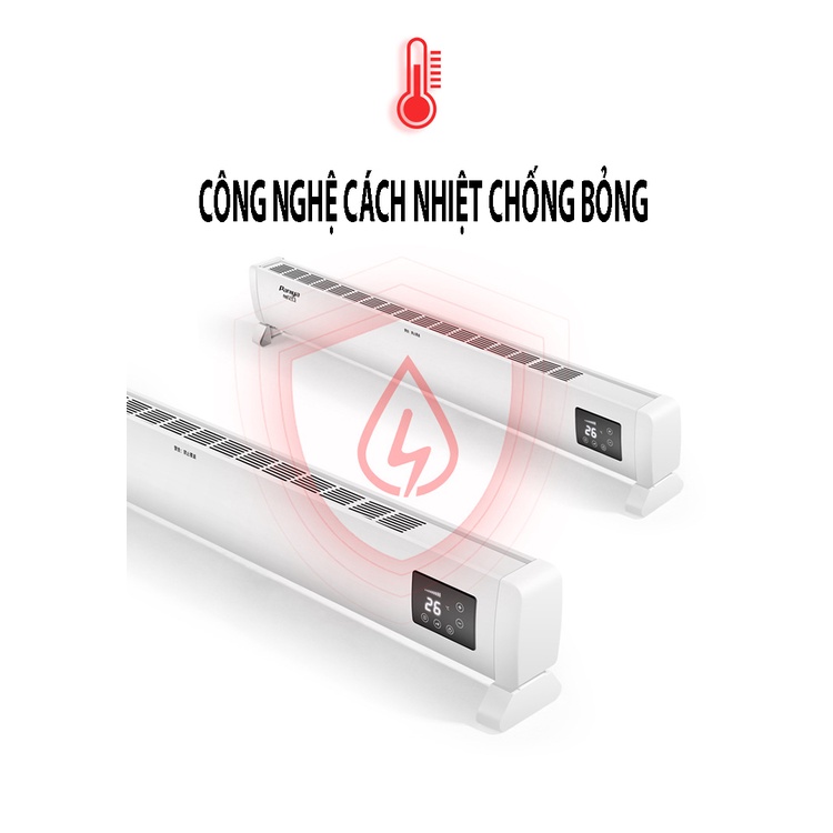 Quạt sưởi điện đối lưu có điều khiển từ xa làm ấm nhanh, dáng nằm - máy sưởi pania không khô da tiết kiệm điện