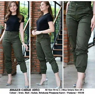 Image of Women's BAGGY PANTS CARGO JOGER Zippers AMERICAN DRILL