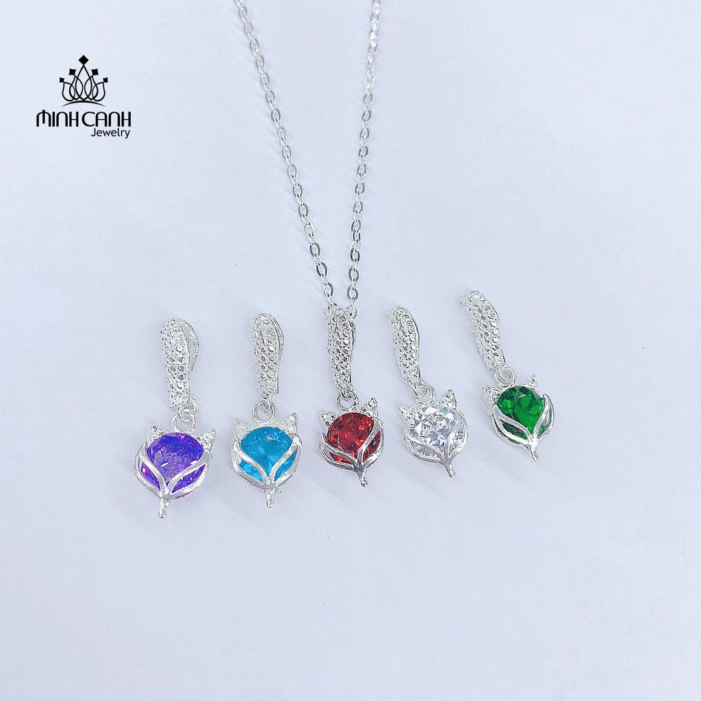 Dây Chuyền Bạc Hồ Ly Cho Nữ Đính Đá Nhiều Màu - Minh Canh Jewelry