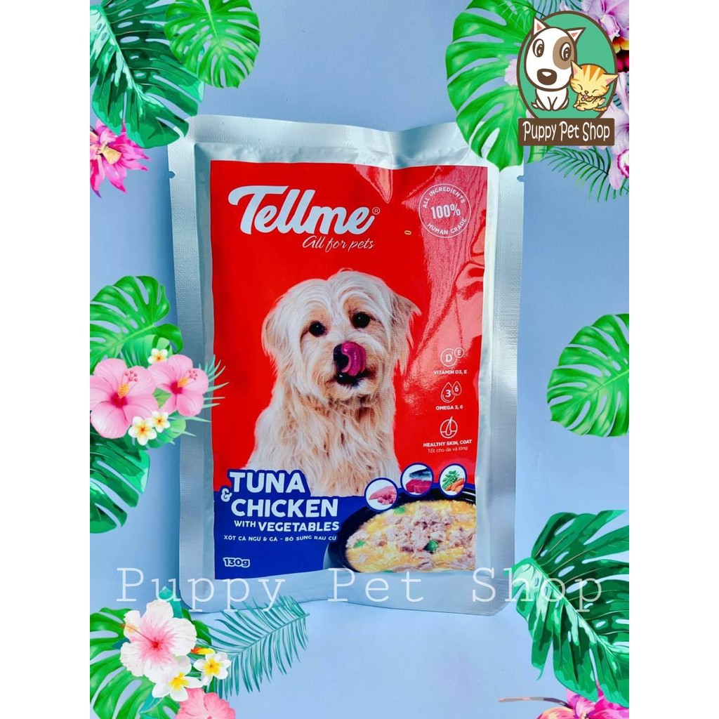 TELLME Sốt Cá Ngừ Và Gà Bổ Sung Rau Củ Cho Chó 130g