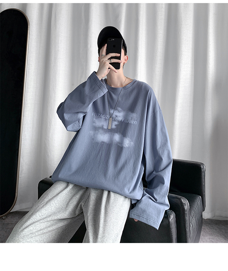 Áo Thun Tay Dài Dáng Rộng Cỡ Lớn Thoải Mái Thời Trang Thu Đông Cho Nam Size M-5XL