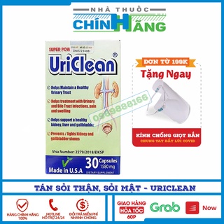 Tán sỏi thận, sỏi mật Super Power UriClean - Thực phẩm bổ thận Lọ 30 viên