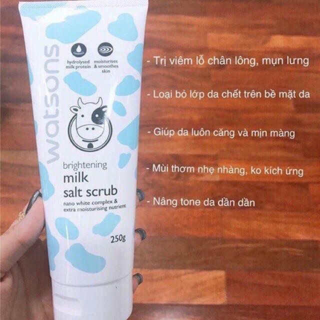 Tẩy Tế Bào Chết Watsons Brightening Milk Salt Scrub 250g, .