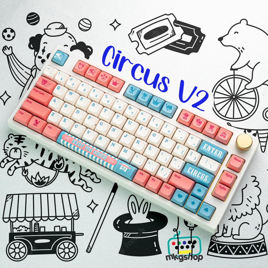 Keycap XDA Circus v2, nhựa PBT in nhiệt dyesub, keycap giá siêu rẻ 138 nút bàn phím cơ