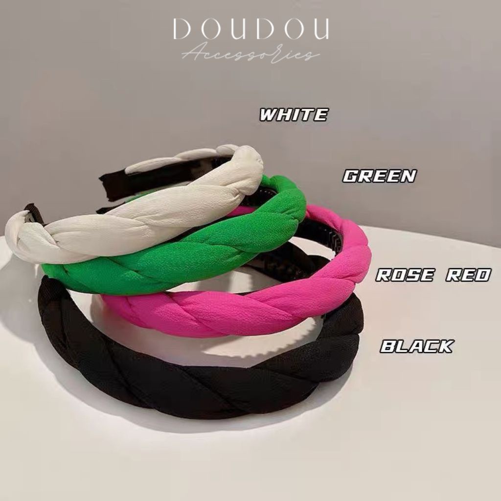Băng đô cài tóc nữ DOUDOU Bờm tóc nữ thiết kế tết bím thanh lịch tone màu pastel hottrend phong cách Hàn Quốc FG006