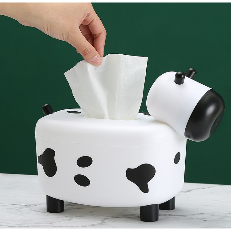 Hộp đựng khăn giấy kiêm hũ đựng tăm hình con bò sữa