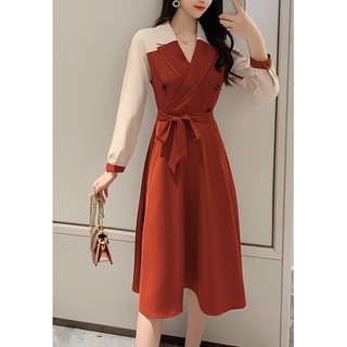 VÁY LIỀN THẮT NƠ TAY DÀI NỮ TÍNH