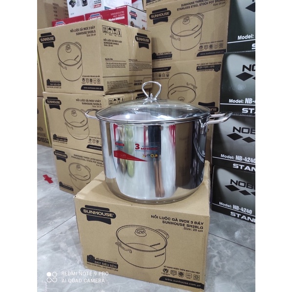 Nồi luộc gà inox 3 đáy SUNHOUSE SH28LG