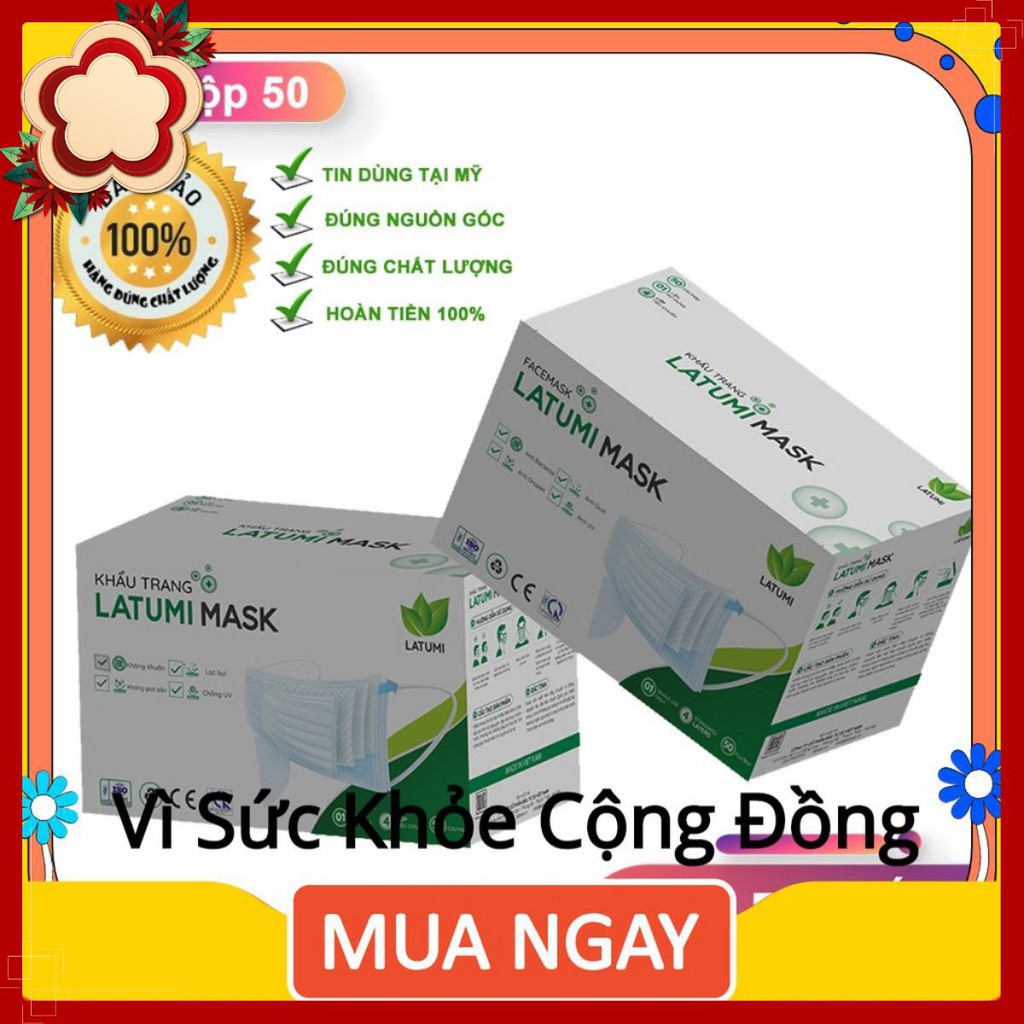 Khẩu Trang Y Tế 4 Lớp Kháng Khuẩn LATUMI Ngăn Giọt Bắn, Chống Tia UV, Ngăn Bụi Được Sản Xuất Theo Tiêu Chuẩn