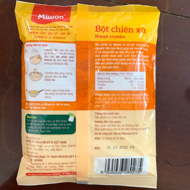 Bột chiên Xù màu trắng 100g Mới