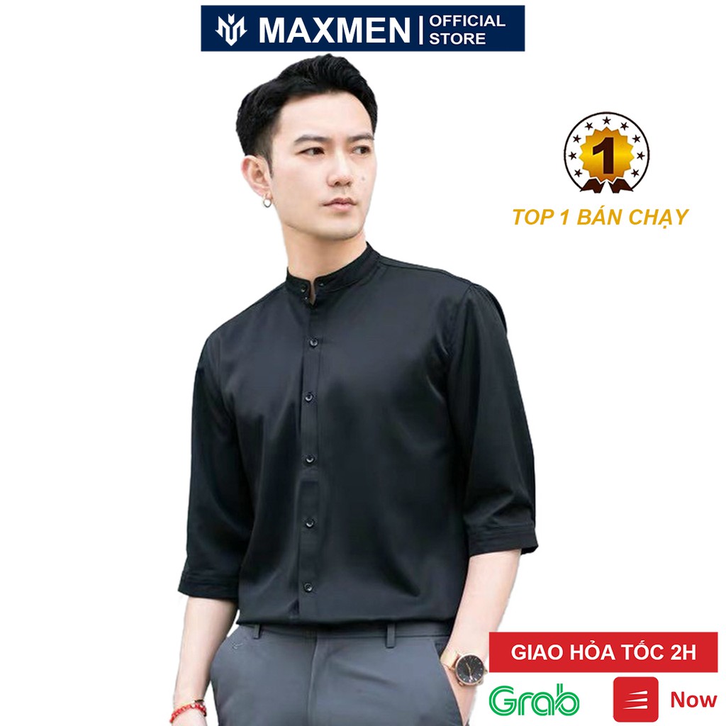 Sơ mi nam cổ tàu trắng dài tay công sở cao cấp Hamino chất lụa đẹp form slimfit ôm dáng thời trang Hàn Quốc cổ trụ B