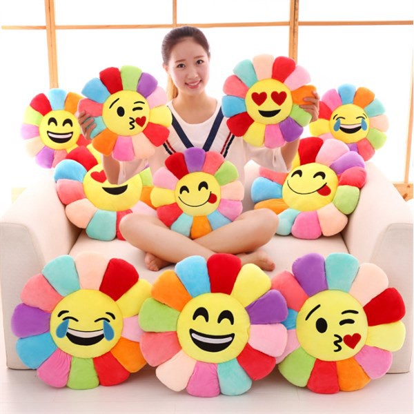 Gối tựa lưng hình hoa mặt trời - Biểu tượng mặt cảm xúc tin nhắn, Đường Kính 33 Cm