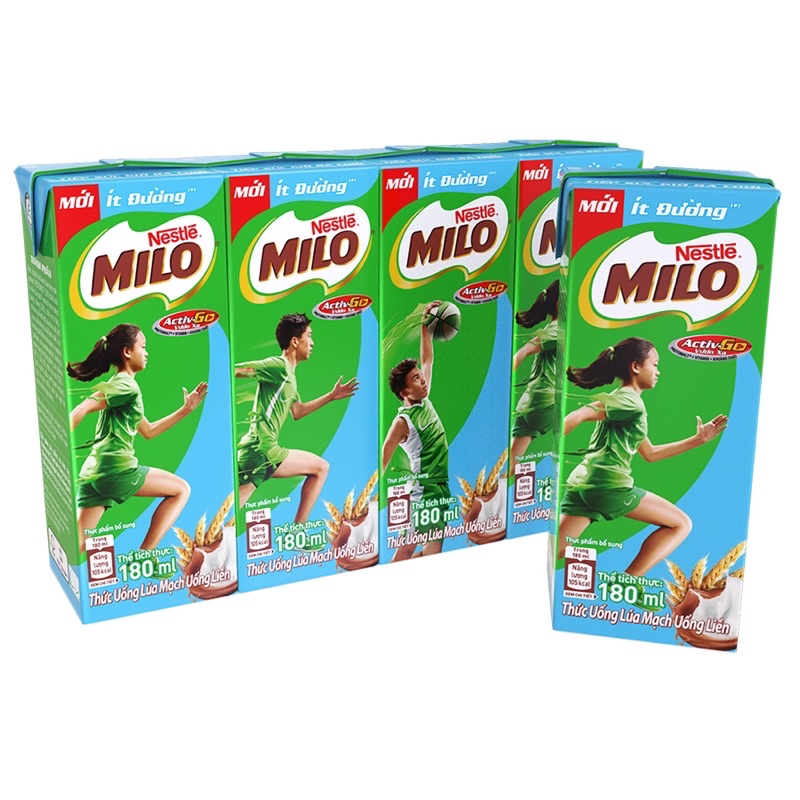 Sữa lúa mạch Milo Nestle thùng 42 hộp 180ml tặng 6 hộp milo ít đường180ml