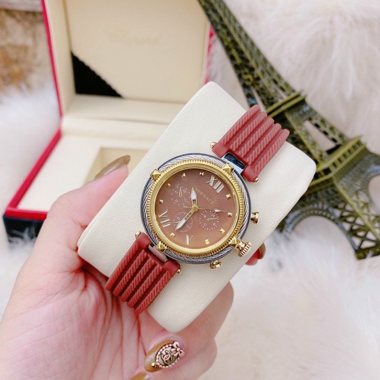 Đồng Hồ Nữ VerSace Chống Nước, Đồng Hồ Đeo Tay Thời Trang Giá Rẻ Viền Thép Dây Cao Su M403
