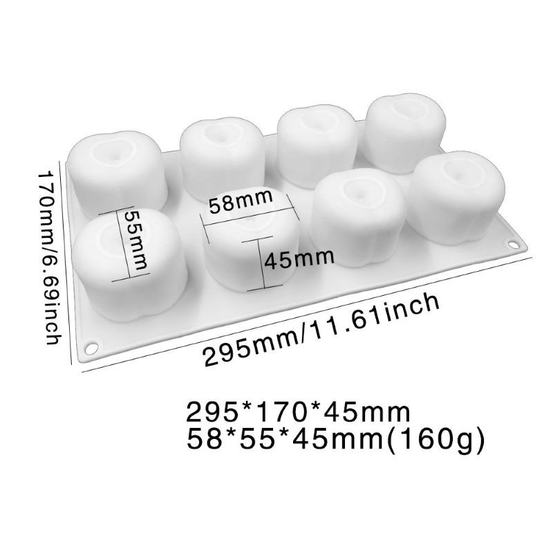Khuôn Silicone Làm Bánh 8 Ô Hình Quả Táo