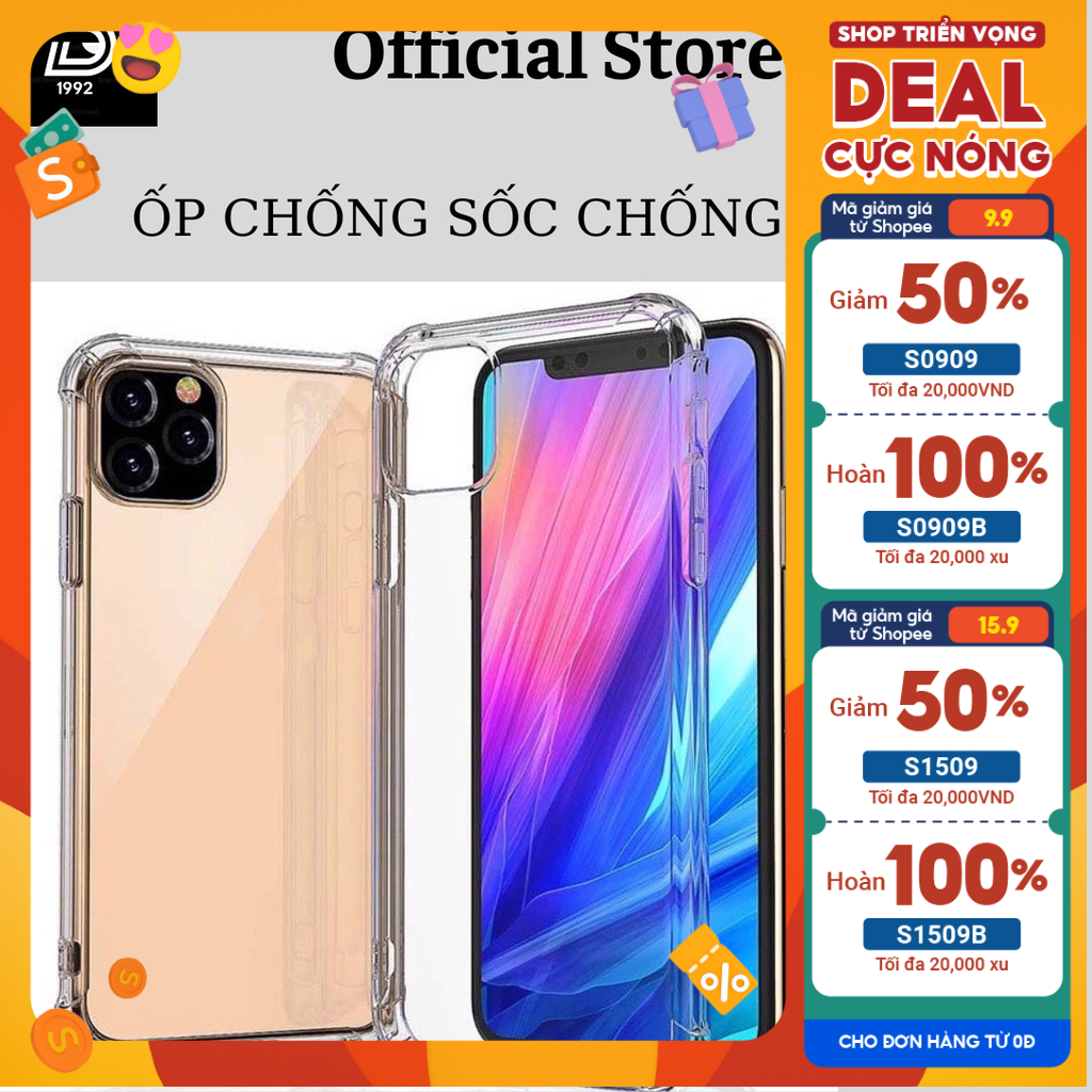 Ốp lưng iphone trong suốt viền dẻo lưng cứng chống sốc chống ố màu cho ip 7plus/8plus/x/xs/xsmax/11/12/13/promax