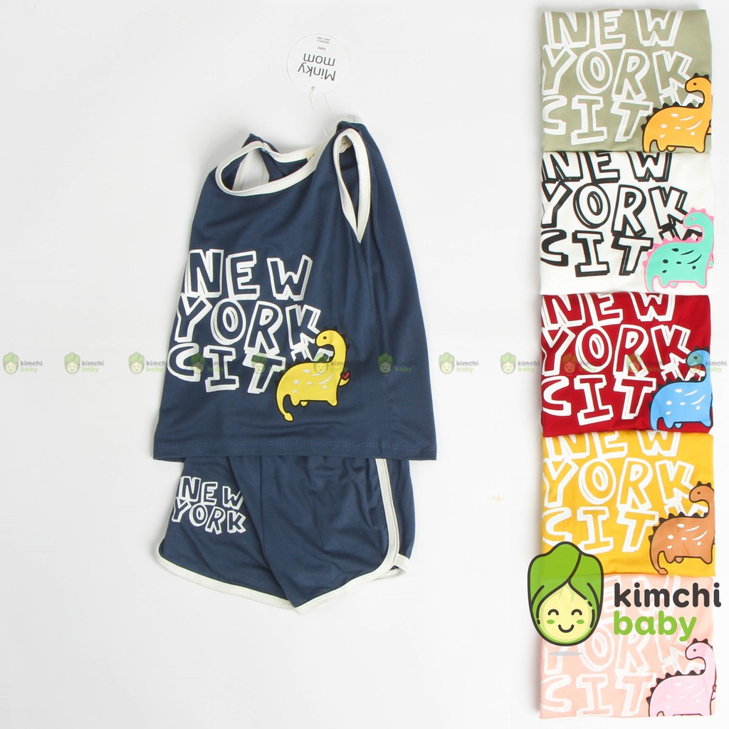 Bộ Ba Lỗ Bé Trai, Bé Gái Minky Mom Vải Thun Lạnh Họa Tiết New York City, Áo Ba Lỗ Cho Bé Mặc Hè Thoáng Mát MKM3LO2110