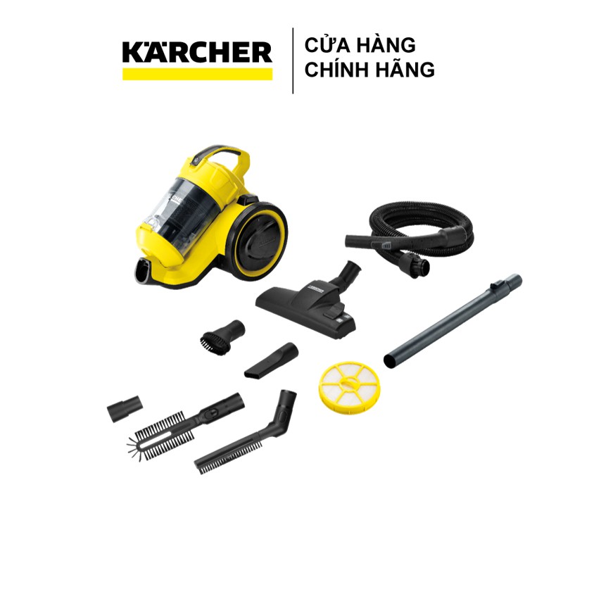 Máy hút bụi khô không dùng túi lọc bụi Karcher VC 3 Plus công suất 1100w màu vàng - bảo hành 18 tháng
