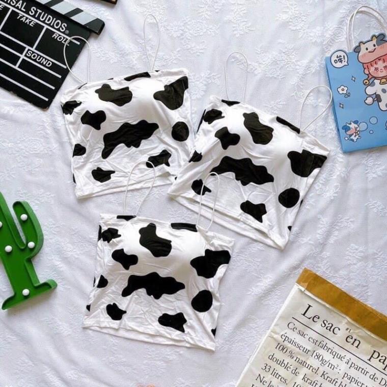 [Siêu Hot] Áo Croptop 2 Dây - Áo 2 Dây Đốm Bò Sữa Cực Hot Moonstore