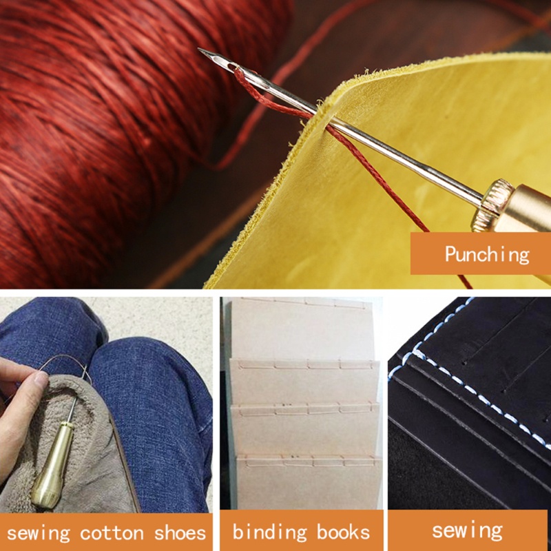 Comereally Bộ 4 Kim Khâu Giày Da Canvas Awl Taper Với Tay Cầm Kim Loại DIY Repa