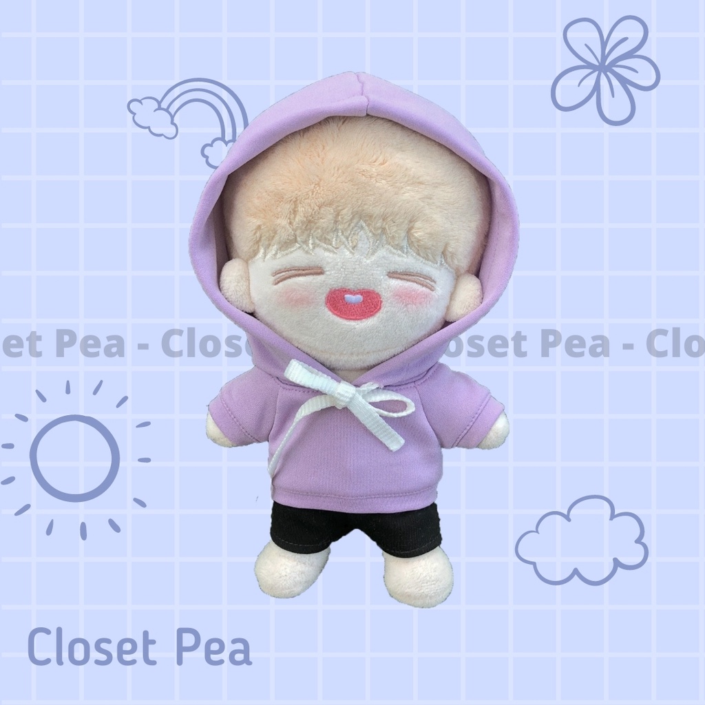 Áo hoodie tím pastel cho doll 15cm và 20cm
