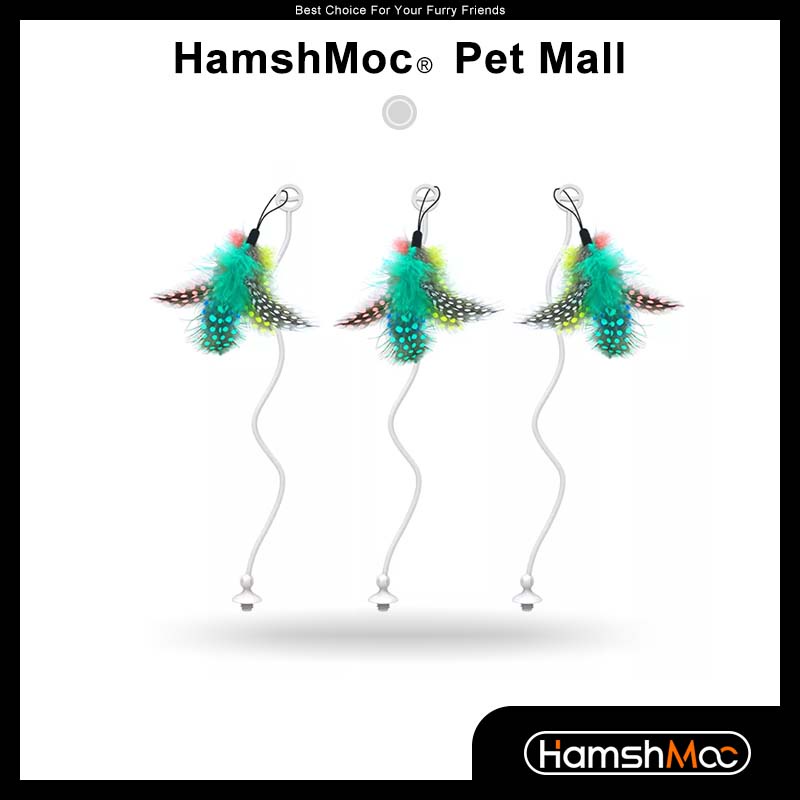 HamshMoc Gậy đồ chơi HamshMoc gắn lông vũ có đèn led thông minh cho mèo