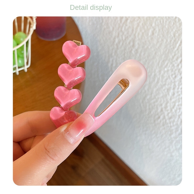 Kẹp Tóc Mái Hình Trái Tim Màu Hồng Dễ Thương Phong Cách Hàn Quốc Cho Nữ