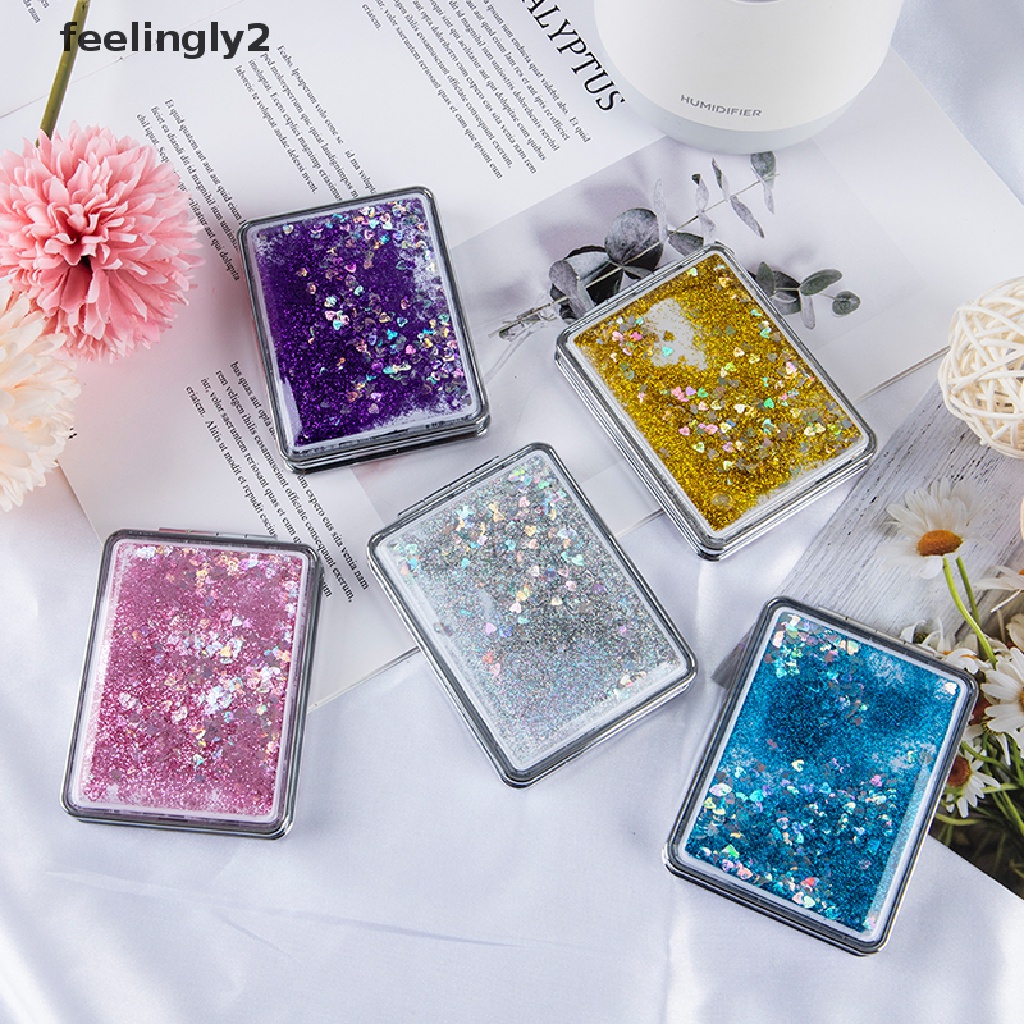 Gương Trang Điểm Mini Bỏ Túi Kèm Cát Chảy Tiện Dụng