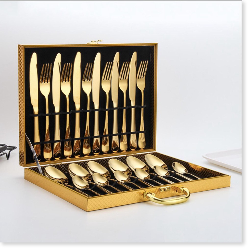 Bộ Dụng Cụ ăn Beefsteak cao cấp Gold Stainless Steel 24pcs (CE FDA SGS Certificate)
