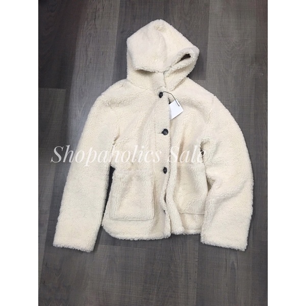 Áo mũ lông 2 túi trước Zara Auth new tag M