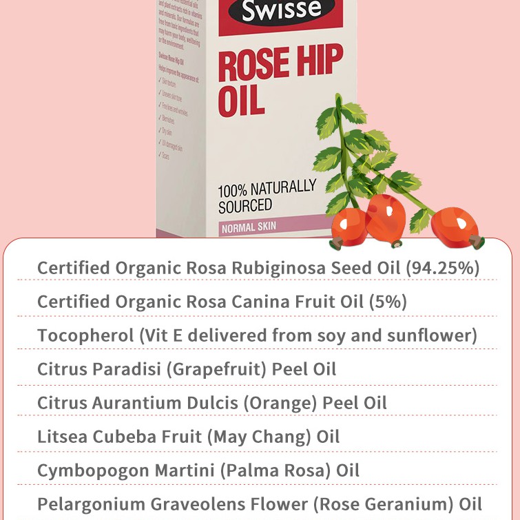 [Hàng Chuẩn ÚC] Swisse Rosehip Oil - Tinh dầu tầm xuân chống lão hóa da 20ml