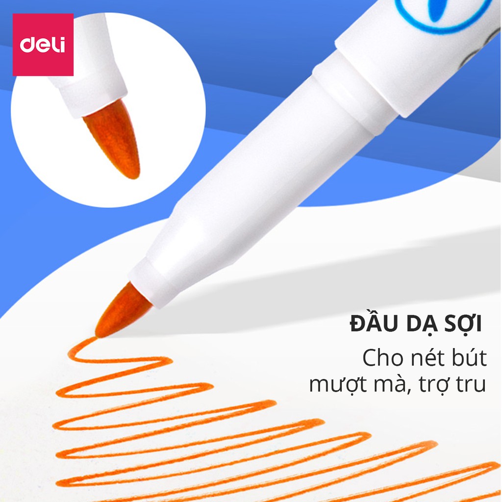 Bút dạ đa năng Deli - 8/12 màu - Viết trên nhiều chất liệu - 1 hộp - S504 / S506